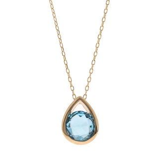 Valerie 14K Yellow Gold Round-Cut Swiss Blue Topaz Pendant