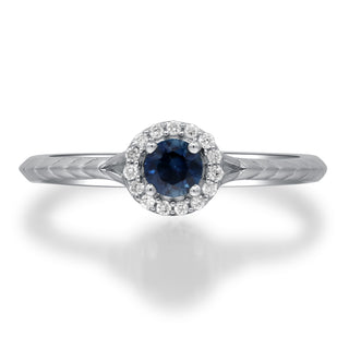 Victoria 14K White Gold Round-Cut Blue Sapphire Ring