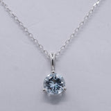 Hazel 10K White Gold Round-Cut Brazilian Aquamarine Pendant