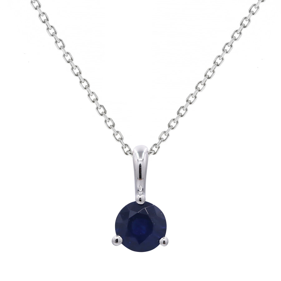 Gianna 10K White Gold Round-Cut Ceylon Blue Sapphire Pendant