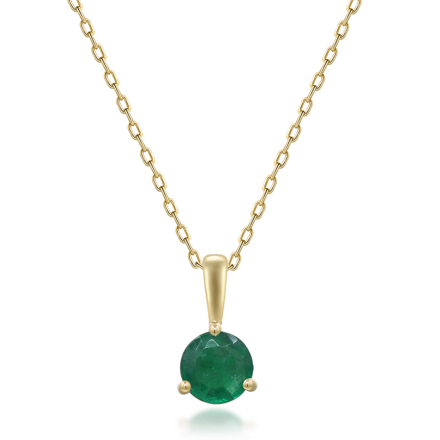 Abigail 10K Yellow Gold Round-Cut Zambian Emerald Pendant