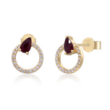 Mindy 14K Yellow Gold Pear-Cut Mozambique Ruby Earring