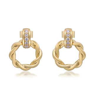 Saylor 14K Yellow Gold Round-Cut White Diamond Earring
