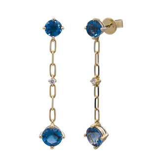 Gabriel 10K Yellow Gold Round-Cut Brazilian London Blue Topaz Earrings