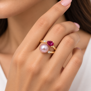 Kamilah 10K Yellow Gold Round-Cut Pearl Ring