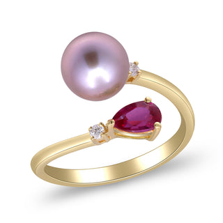 Kamilah 10K Yellow Gold Round-Cut Pearl Ring