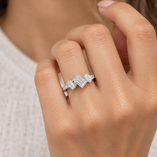 Ruth 14K White Gold Emerald-Cut LAB Grown Diamond Rings