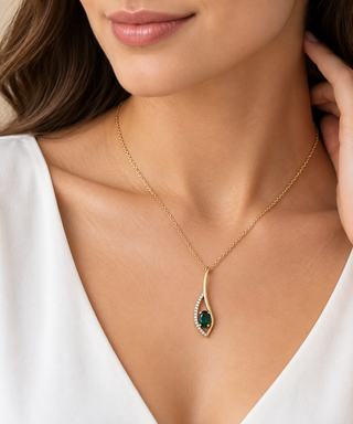 Amelie 14K Yellow Gold Oval-Cut Zambian Emerald Pendant