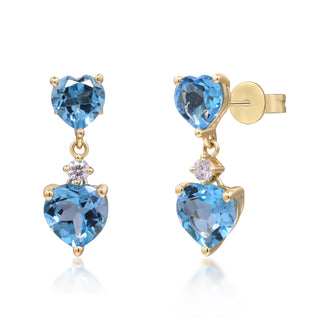 Kennedi 14K Yellow Gold Heart-Cut Swiss Blue Topaz Earrings