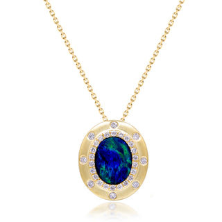 Stellar Halo Australian Doublet Opal & Diamond Pendant
