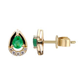 Zoey 14K Yellow Gold Pear-Cut Emerald Earrings