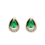 Zoey 14K Yellow Gold Pear-Cut Emerald Earrings