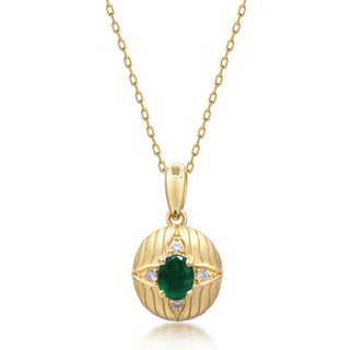 Oaklynn 14K Yellow Gold Oval-Cut Emerald Pendant