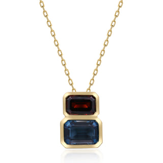 Valerie 14K Yellow Gold Emerald-Cut Brazilian London Blue Topaz Pendant