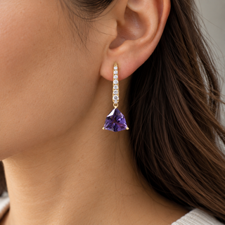 Abby 10K Yellow Gold Trillion-Cut Pink Amethyst Earrings