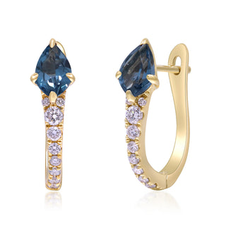 Amelie 10K Yellow Gold Round-Cut Brazilian London Blue Topaz Earrings