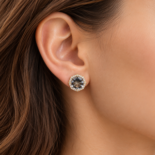 Abby 10K Yellow Gold Round-Cut Green Amethyst Earrings