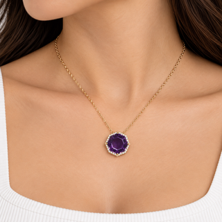 Valerie 10K Yellow Gold Round-Cut Amethyst Pendant