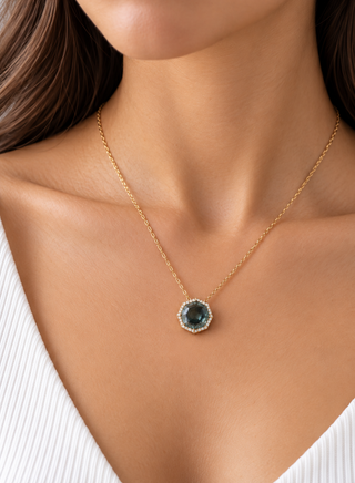 Valerie 10K Yellow Gold Round-Cut Green Amethyst Pendant