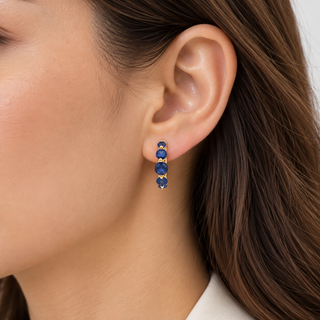 Abby 10K Yellow Gold Round-Cut Blue Sapphire Earrings