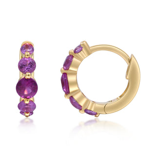 Abby 10K Yellow Gold Round-Cut Pink Sapphire Earrings