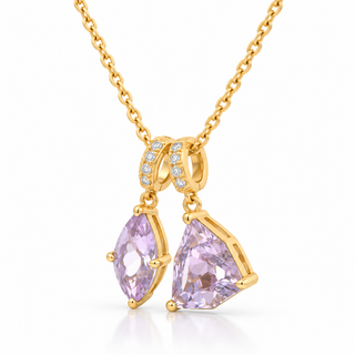 Abby 10K Yellow Gold Trillion-Cut Pink Amethyst Charms Pendant