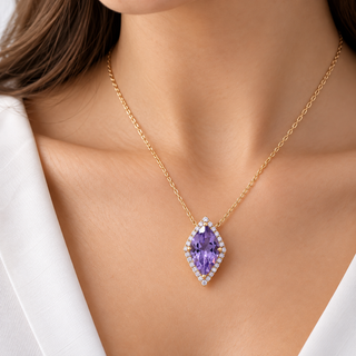 Valerie 10K Yellow Gold Pear-Cut Pink Amethyst Pendant