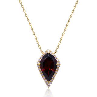 Valerie 10K Yellow Gold Pear-Cut Rodholite Garnet Pendant