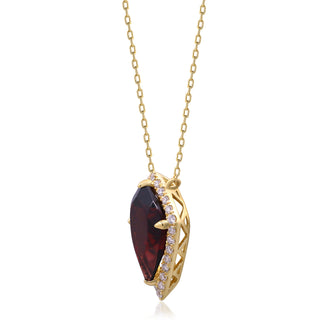 Valerie 10K Yellow Gold Pear-Cut Rodholite Garnet Pendant
