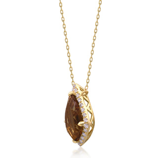 Valerie 10K Yellow Gold Pear-Cut Cognac Quartz Pendant