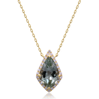Valerie 10K Yellow Gold Pear-Cut Green Amethyst Pendant
