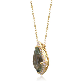 Valerie 10K Yellow Gold Pear-Cut Green Amethyst Pendant