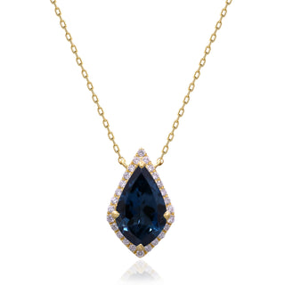 Valerie 10K Yellow Gold Pear-Cut Brazilian London Blue Topaz Pendant