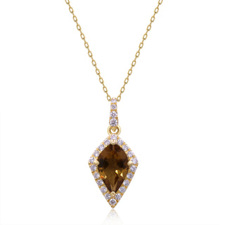 Valerie 10K Yellow Gold Pear-Cut Whisky Quartz Pendant