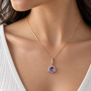 Abby 10K Yellow Gold Trillion-Cut Pink Amethyst Pendant