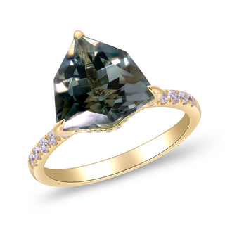 Valerie 10K Yellow Gold Trillion-Cut Green Amethyst Rings