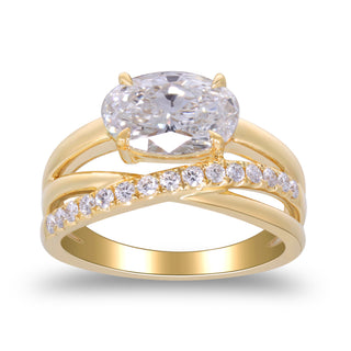 14K Yellow Gold Oval-Cut LAB Grown Diamond Ring
