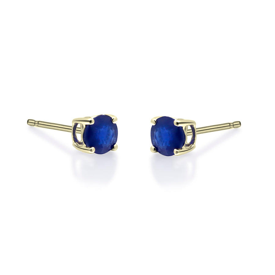 Hana 10K Yellow Gold Round-Cut Ceylon Blue Sapphire Earring