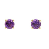 Mila 10K Yellow Gold Round-Shape Brazilian Amethyst Earring