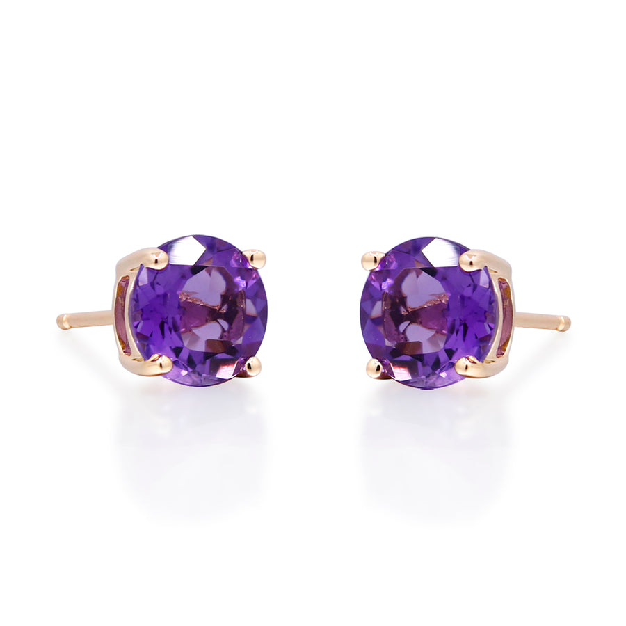 Clare 10K Yellow Gold Round-Cut Brazilian Amethyst Earring