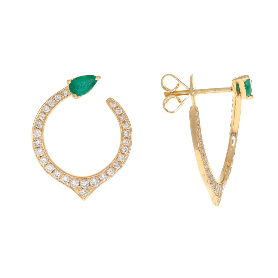 Lucy 14K Yellow Gold Pear-Cut Emerald Earring