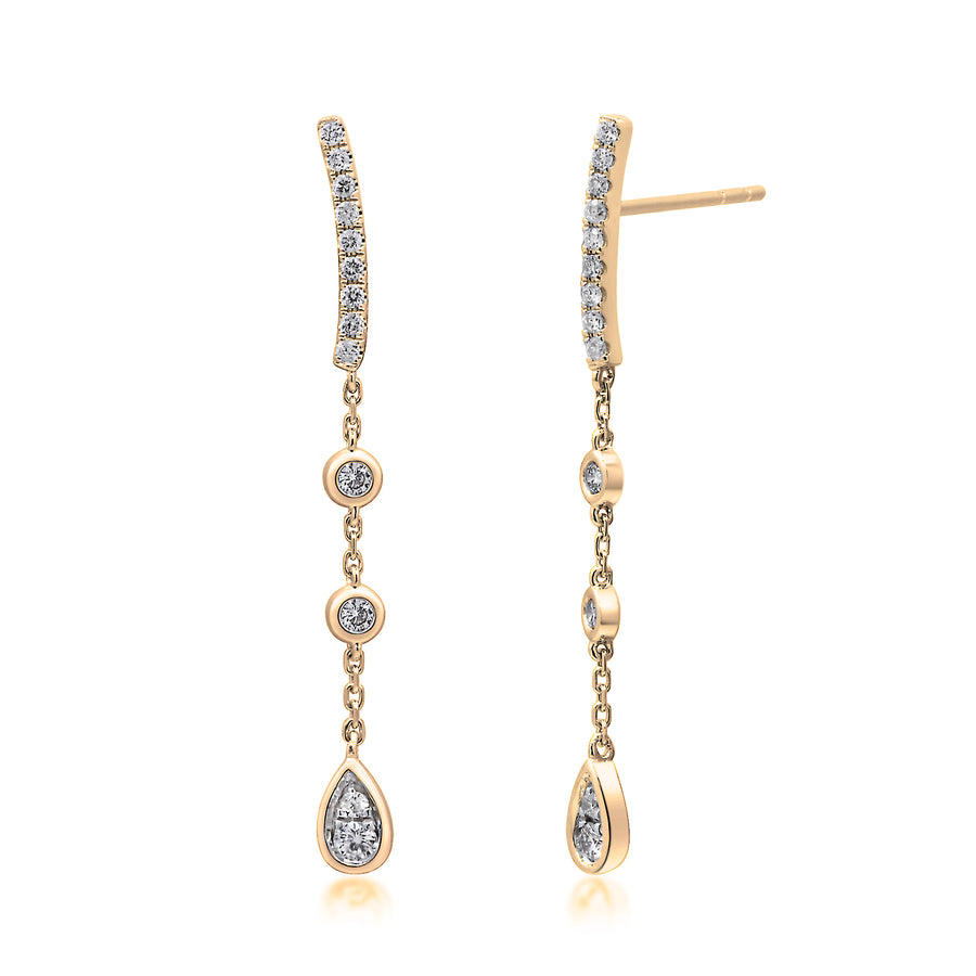 Lily Round-Cut White Diamond Earrings in 14K Yellow Gold