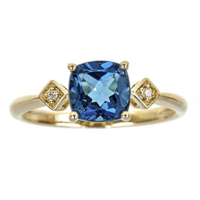 Emersyn 10K Yellow Gold Cushion-Cut Brazilian London Blue Topaz Ring