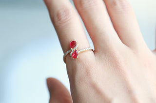 Frances 10K Yellow Gold Pear-Cut Mozambique Ruby Ring