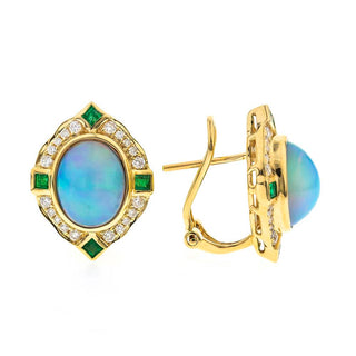 Maya 14K Yellow Gold Oval-Cut Ethiopian Opal Earrings