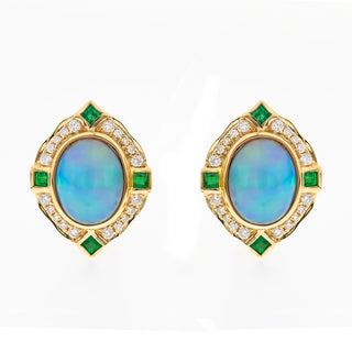 Maya 14K Yellow Gold Oval-Cut Ethiopian Opal Earrings