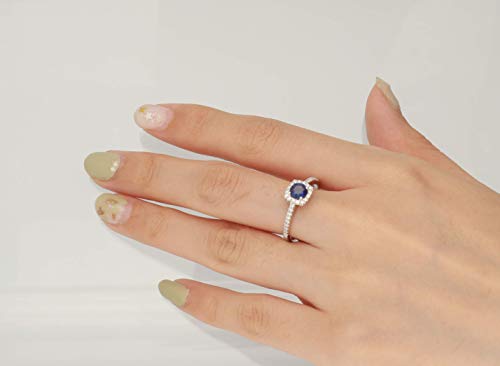 Aileen 14K White Gold Round-Cut Ceylon Blue Sapphire Ring