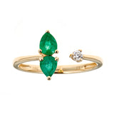 Enchanting Beauty: Zola 14K Yellow Gold Ring with Pear-Cut Natural Zambian Emerald