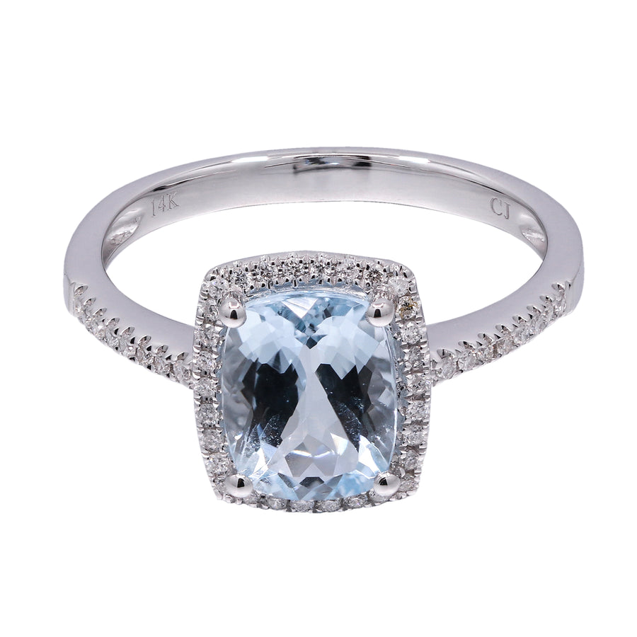 Sydney 14K White Gold Cushion-Cut Brazilian Aquamarine Ring