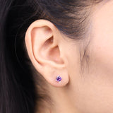 Sienna 10K White Gold Round-Cut Amethyst Earring